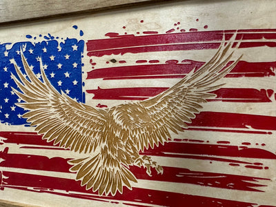 Bald Eagle & American Flag Patriotic Decorative Wall-Mounted Secure Gun Cabinet Armadillo Safe and Vault