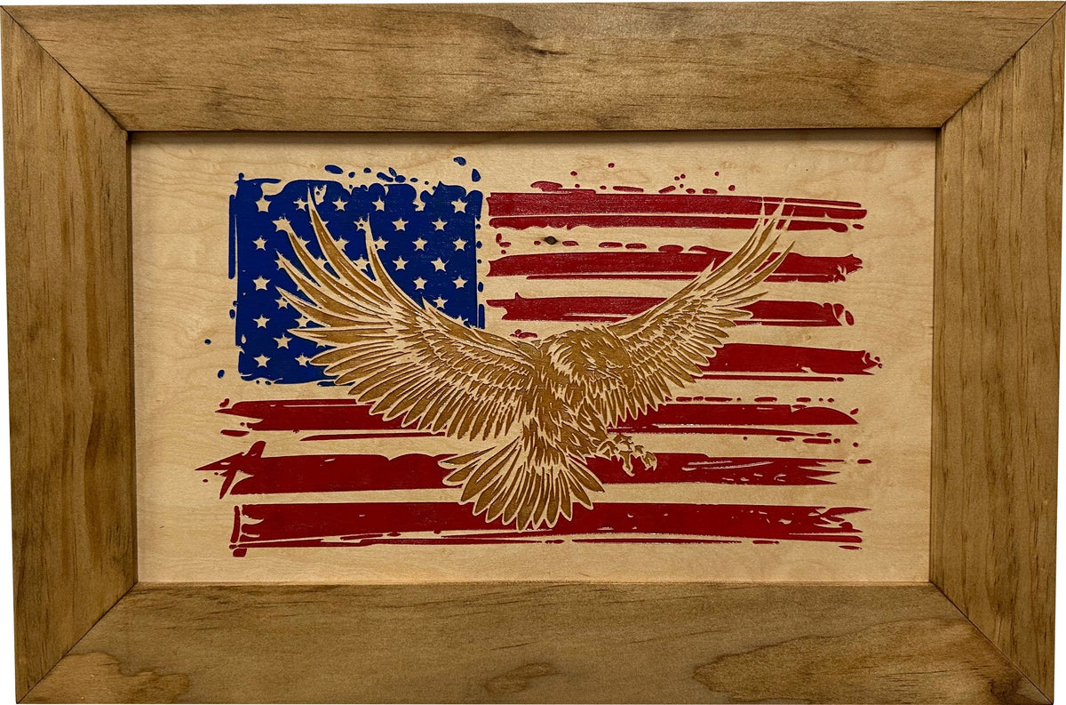 Bald Eagle & American Flag Patriotic Decorative Wall-Mounted Secure Gun Cabinet Armadillo Safe and Vault