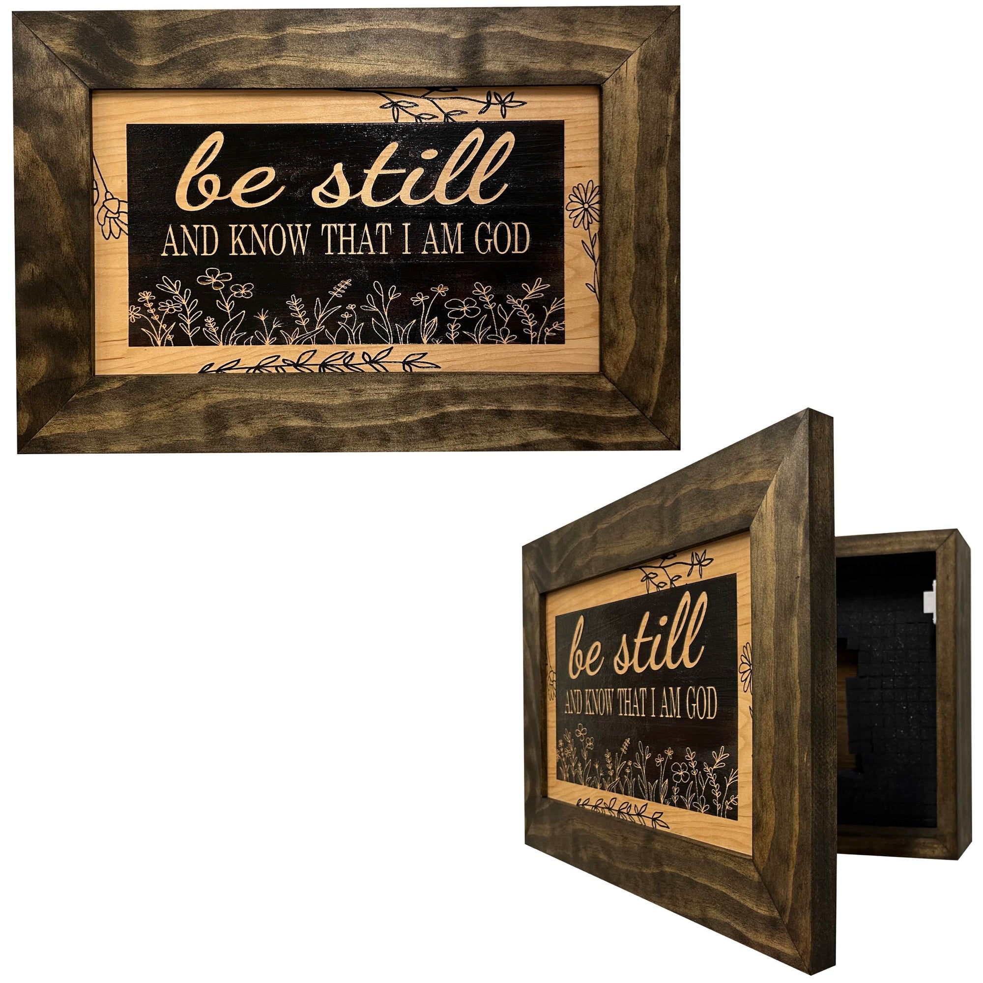 Bible Verse Decorative & Secure Wall-Mounted Gun Cabinet - Be Still and Know That I am God Psalm 46:10 Gun Safe Armadillo Safe and Vault