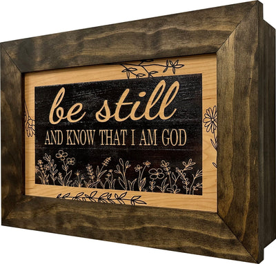 Bible Verse Decorative & Secure Wall-Mounted Gun Cabinet - Be Still and Know That I am God Psalm 46:10 Gun Safe Armadillo Safe and Vault