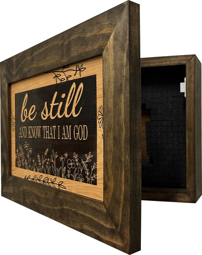 Bible Verse Decorative & Secure Wall-Mounted Gun Cabinet - Be Still and Know That I am God Psalm 46:10 Gun Safe Armadillo Safe and Vault