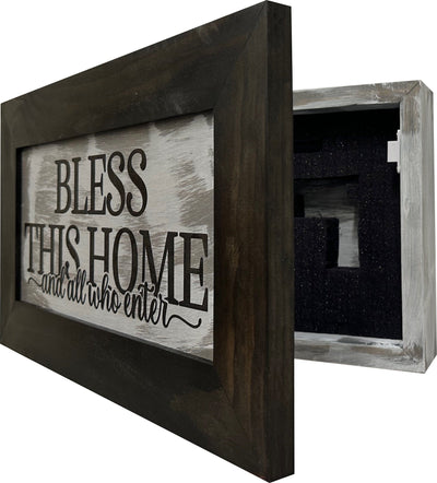 Bless This Home And All Who Enter Decorative Wall-Mounted Secure Gun Cabinet Armadillo Safe and Vault