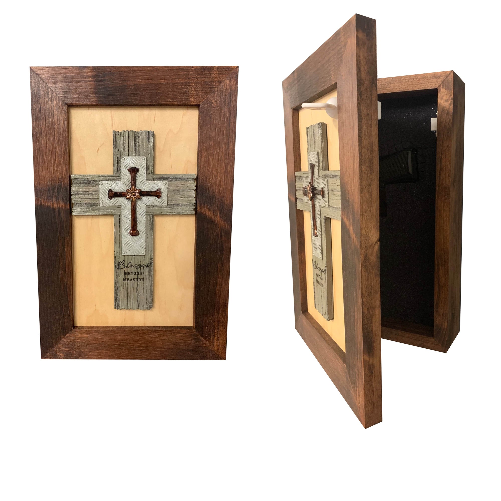 Blessed Beyond Measure Cross Decorative Wall-Mounted Secure Gun Cabinet Armadillo Safe and Vault