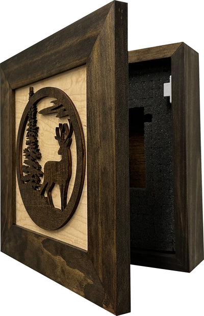 Buck in Nature Decorative Wall-Mounted Gun Cabinet - Gun Safe To Securely Store Your Gun And Other Home Defense Gear Armadillo Safe and Vault