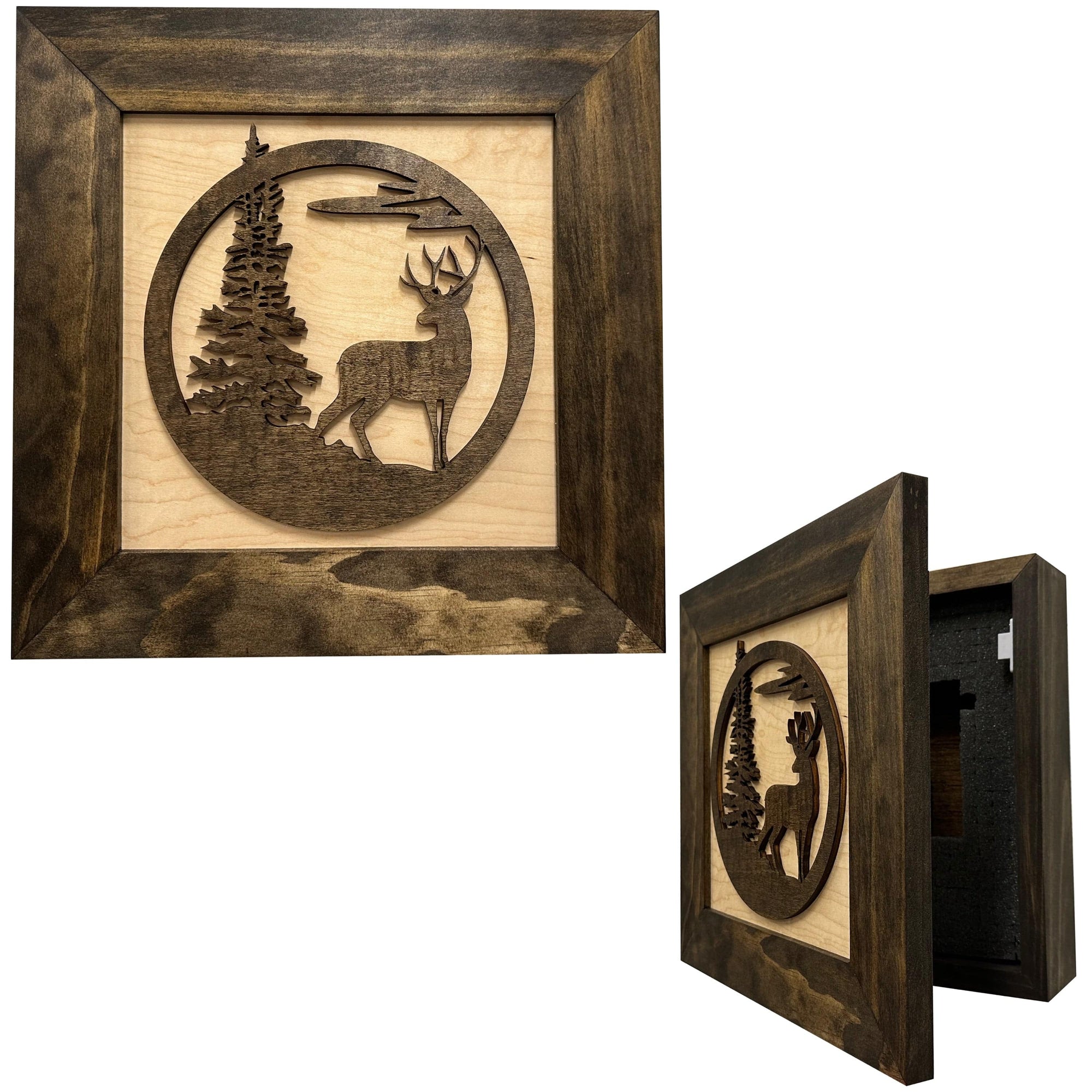 Buck in Nature Decorative Wall-Mounted Gun Cabinet - Gun Safe To Securely Store Your Gun And Other Home Defense Gear Armadillo Safe and Vault