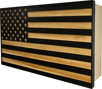 Carved American Flag Decorative Wall-Mounted Secure Gun Cabinet Armadillo Safe and Vault