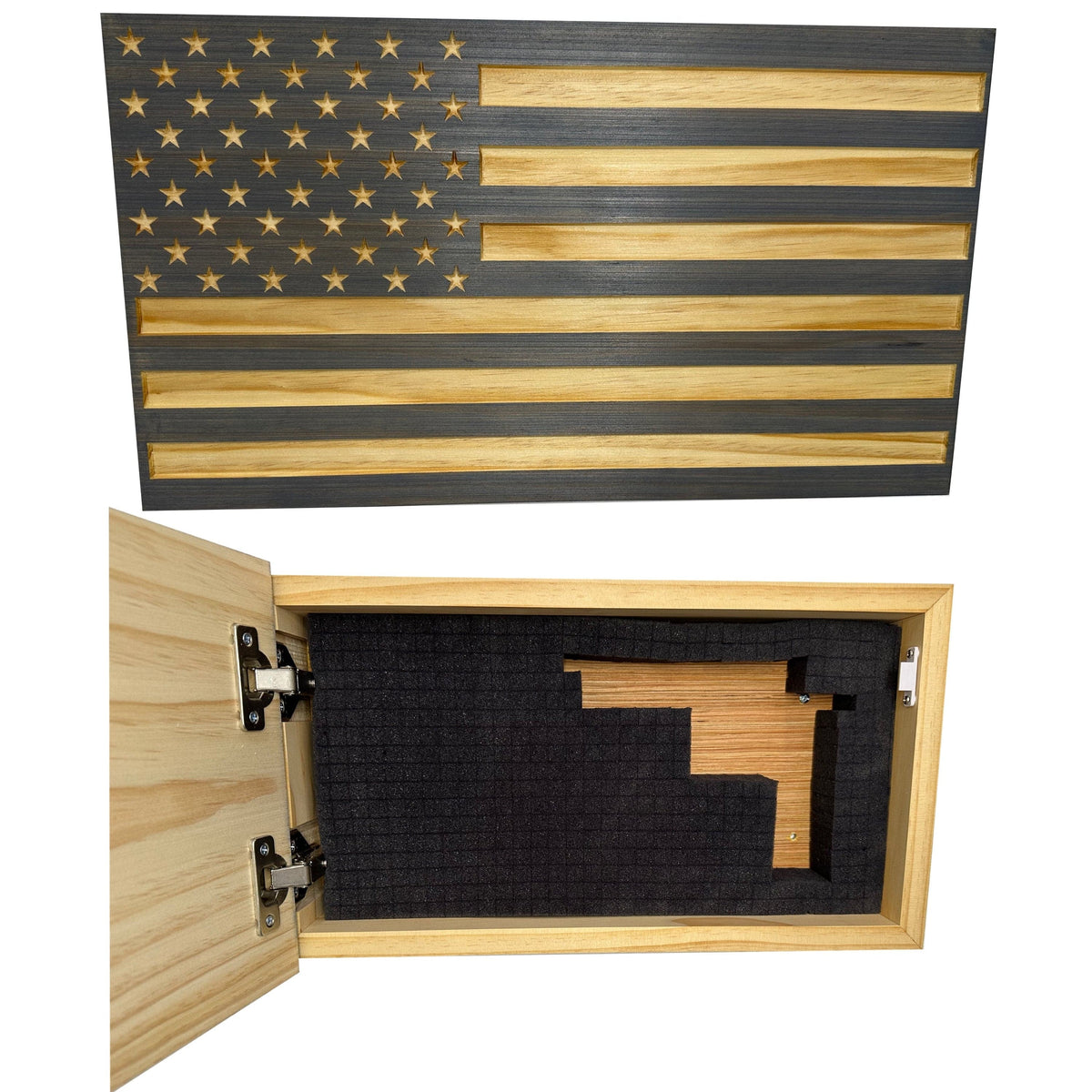 Carved American Flag Decorative Wall-Mounted Secure Gun Cabinet Armadillo Safe and Vault