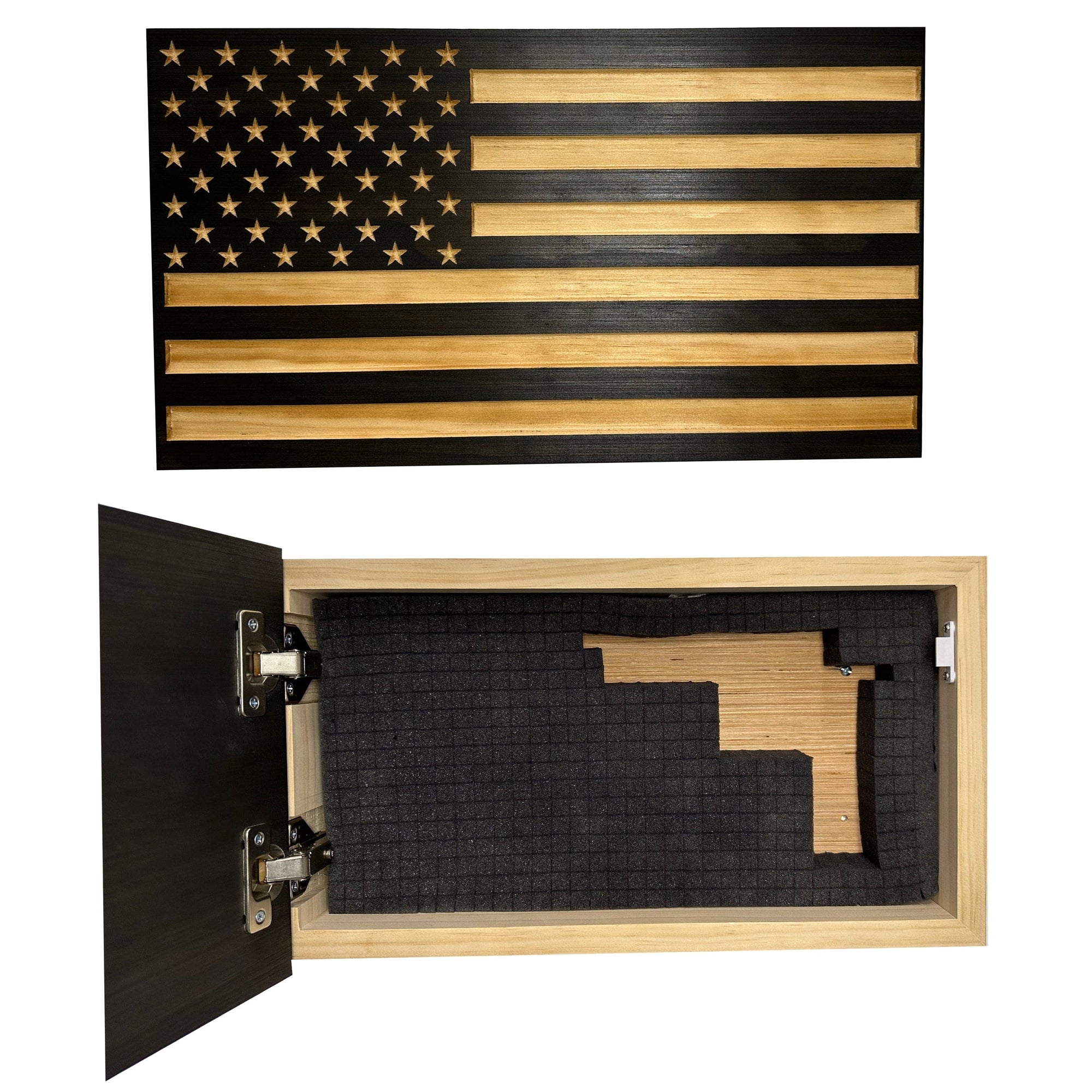 Carved American Flag Decorative Wall-Mounted Secure Gun Cabinet Armadillo Safe and Vault