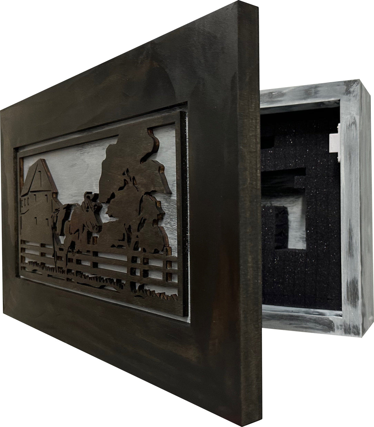 Decorative Cow Farm Wall-Mounted Secure Gun Cabinet - Gun Safe To Securely Store Your Gun & Home Self Defense Gear Armadillo Safe and Vault