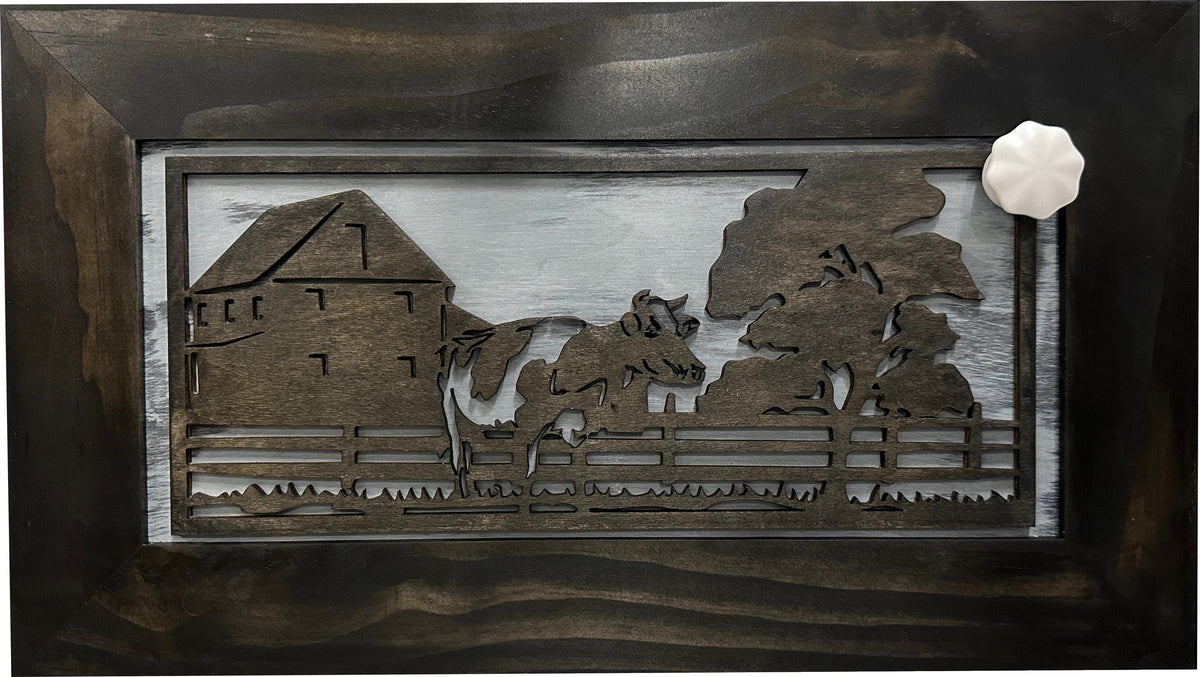 Decorative Cow Farm Wall-Mounted Secure Gun Cabinet - Gun Safe To Securely Store Your Gun & Home Self Defense Gear Armadillo Safe and Vault