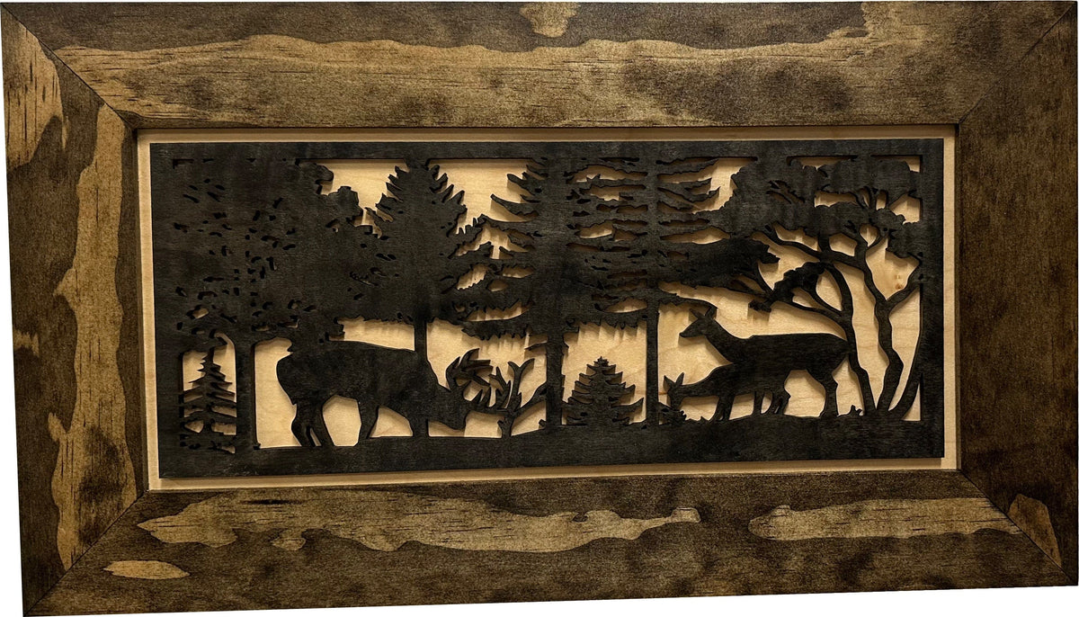 Decorative Deer Scene Wall-Mounted Secure Gun Cabinet - Gun Safe To Securely Store Your Gun & Home Self Defense Gear Armadillo Safe and Vault