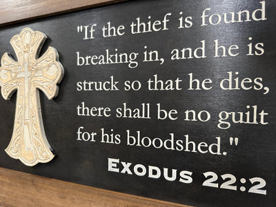 Decorative Gun Cabinet Wall-Mounted & Secure with a Cross and Exodus 22:2 - Gun safe To Securely Store Your Gun & Home Self Defense Gear Armadillo Safe and Vault