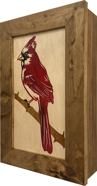 Decorative Hidden Gun Cabinet Red Cardinal Bird Wall Art - Secure Concealed Gun Safe by Bellewood Designs Armadillo Safe and Vault