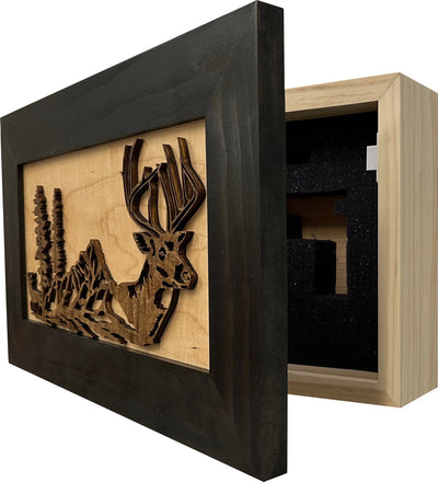 Decorative Secure Gun Cabinet with Deer Scene - Wall-Mounted Gun Safe To Securely Store Your Personal Protection Armadillo Safe and Vault