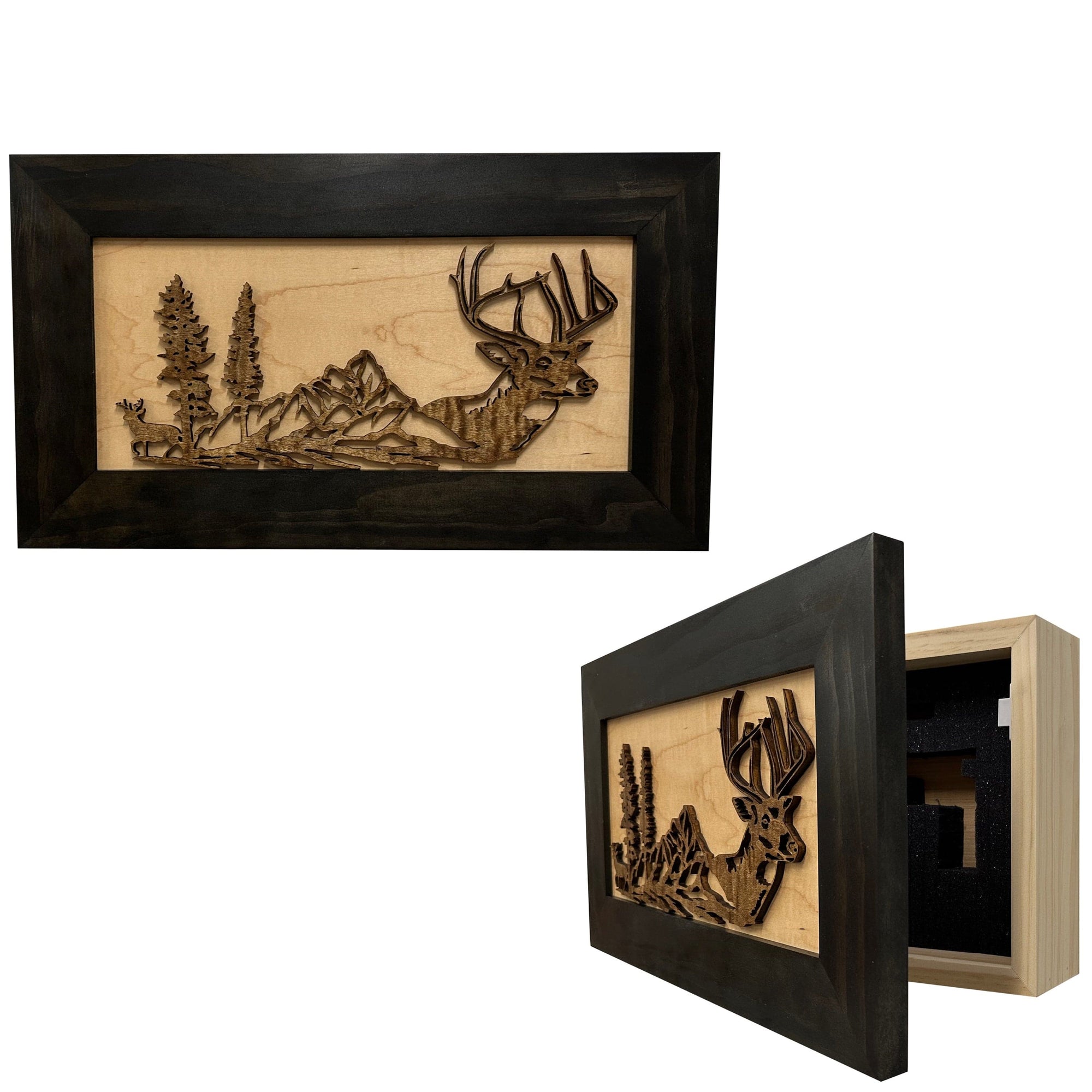 Decorative Secure Gun Cabinet with Deer Scene - Wall-Mounted Gun Safe To Securely Store Your Personal Protection Armadillo Safe and Vault