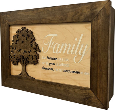 Decorative Secured Gun Storage Cabinet with Family Branches (Dark Walnut) Armadillo Safe and Vault