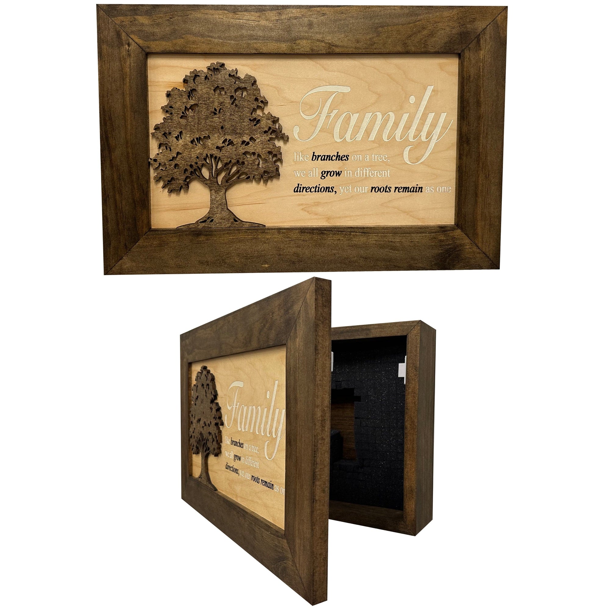 Decorative Secured Gun Storage Cabinet with Family Branches (Dark Walnut) Armadillo Safe and Vault