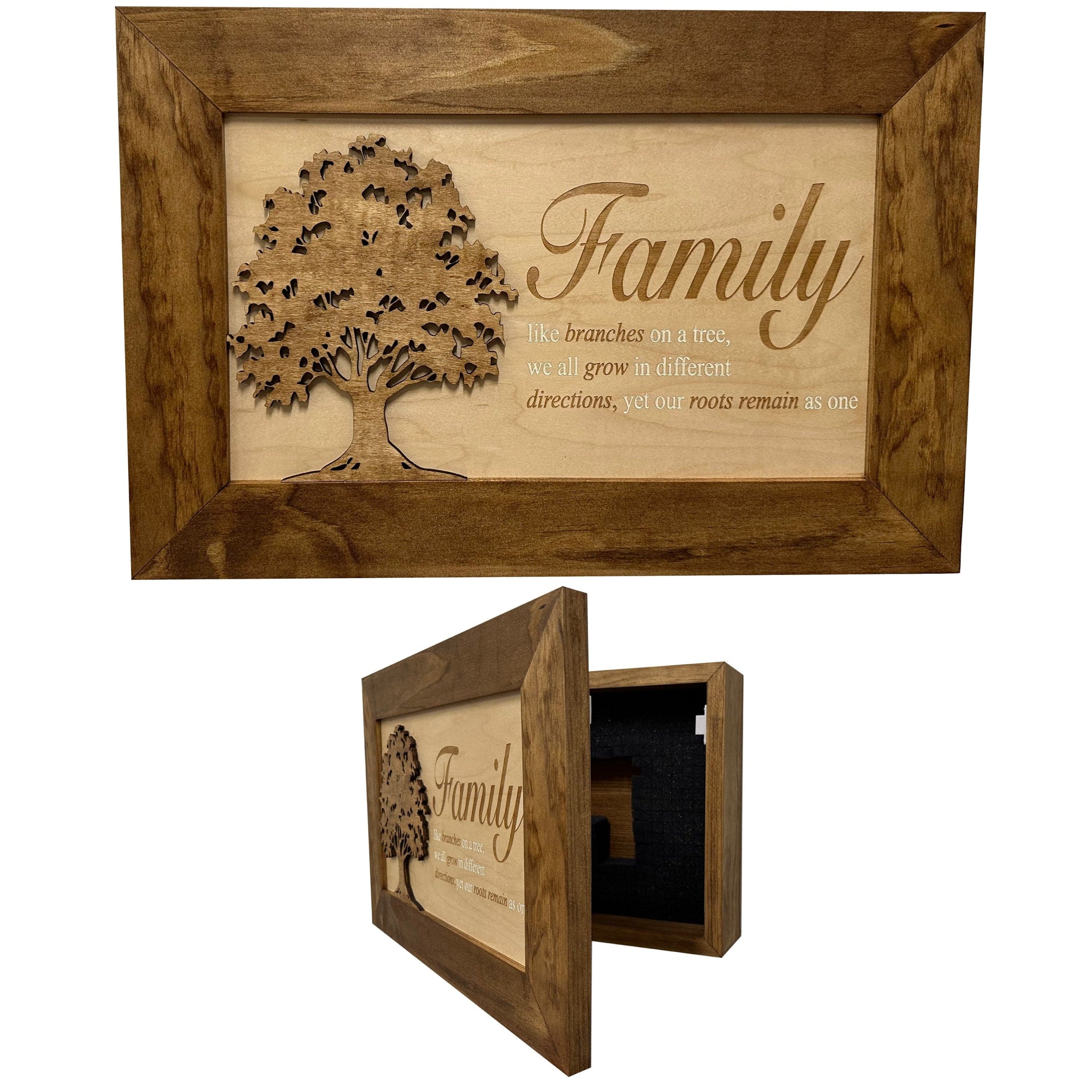 Decorative Secured Gun Storage Cabinet with Family Branches (Early American) Armadillo Safe and Vault