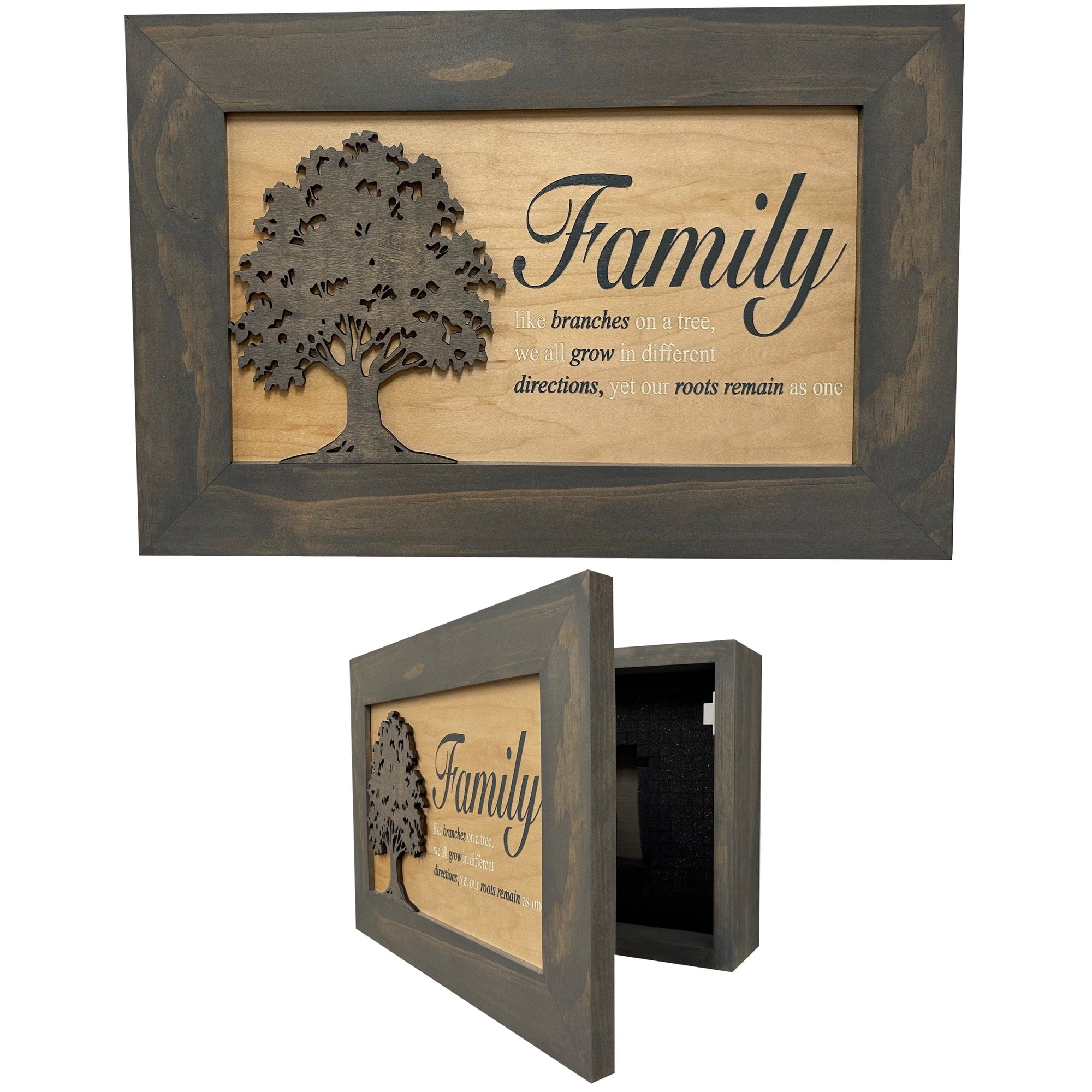 Decorative Secured Gun Storage Cabinet with Family Branches (Gray) Armadillo Safe and Vault