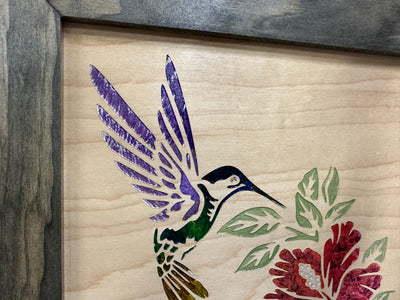 Decorative Wooden Gun Safe with Hummingbird and Hibiscus Armadillo Safe and Vault