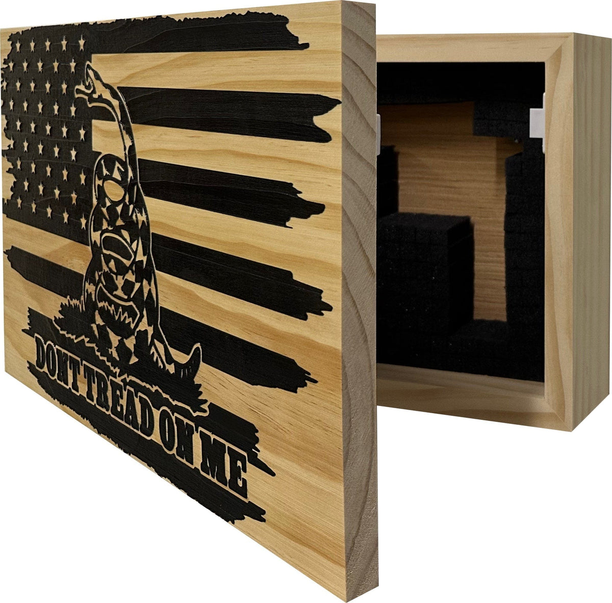 Dont Tread On Me Secure Decorative Wall-Mounted Gun Cabinet (Distressed) Armadillo Safe and Vault