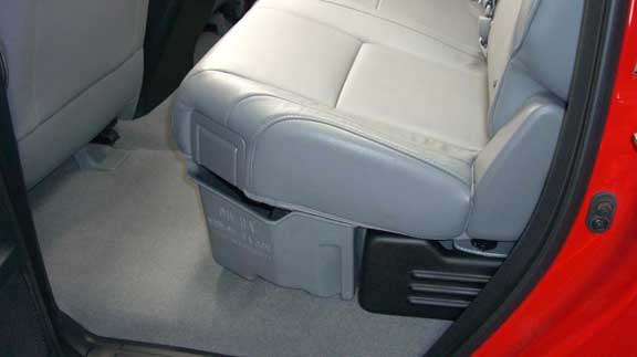 DÜHA 2007-2021 Toyota Tundra Double Cab with Factory Subwoofer Under Seat Storage Armadillo Safe and Vault