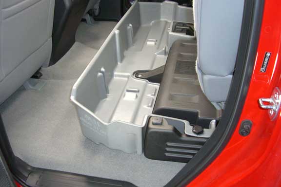 DÜHA 2007-2021 Toyota Tundra Double Cab with Factory Subwoofer Under Seat Storage Armadillo Safe and Vault