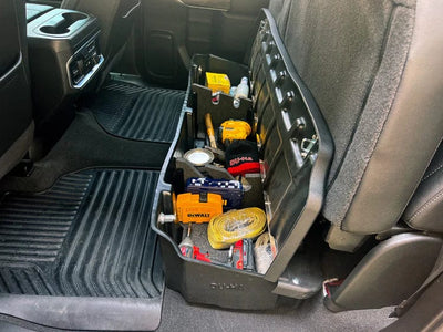 DÜHA 2019-2025 Chevy Silverado/GMC Sierra Light Duty Crew Cab (New Body Style) Under Seat Lockbox Storage Armadillo Safe and Vault