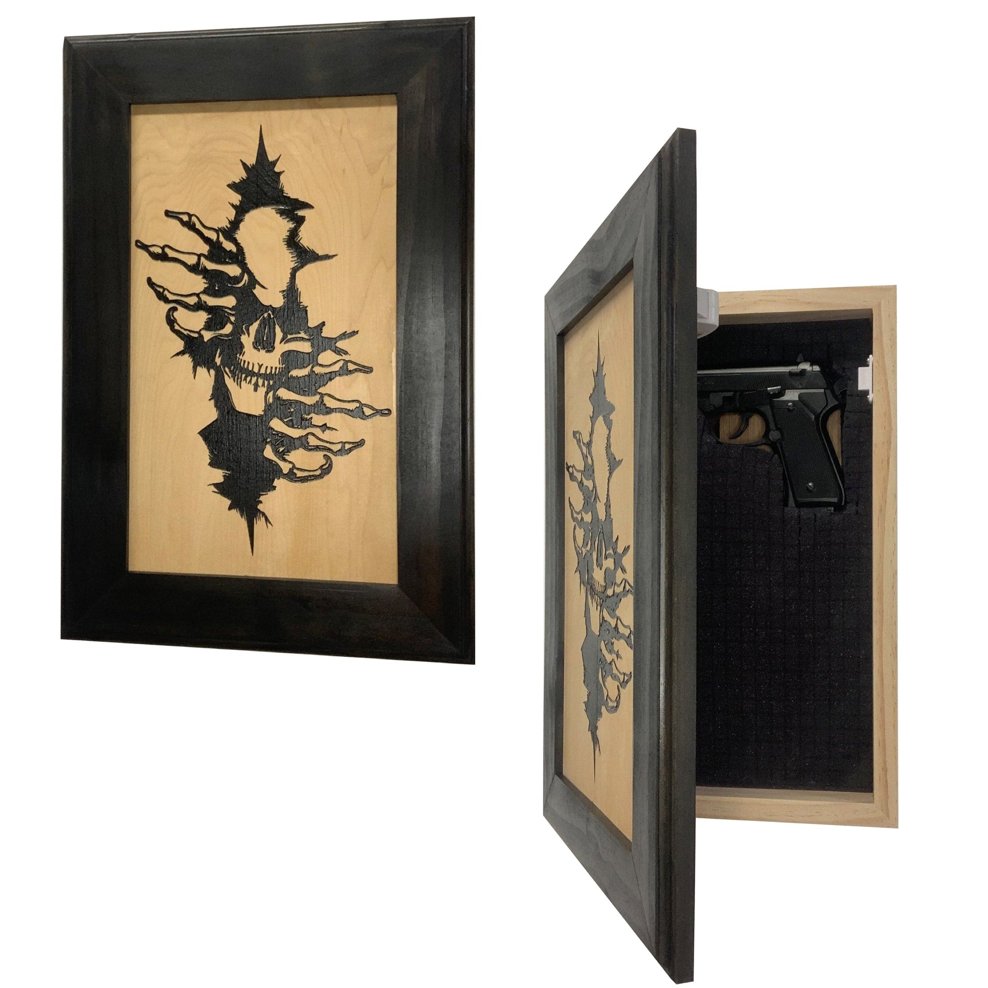 Gothic Skull Through The Wall Decorative Gun Cabinet To Securely Store Your Gun In Any Room! Armadillo Safe and Vault