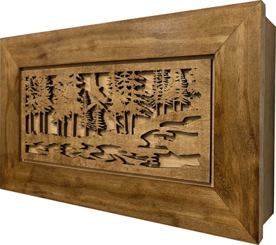 Home Self Defense Secure Storage Cabinet Outdoor Nature Scene with Stream and Eagle Armadillo Safe and Vault