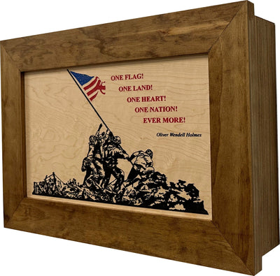 Iwo Jima Flag Raising Decorative Wall-Mounted Secure Gun Cabinet Armadillo Safe and Vault