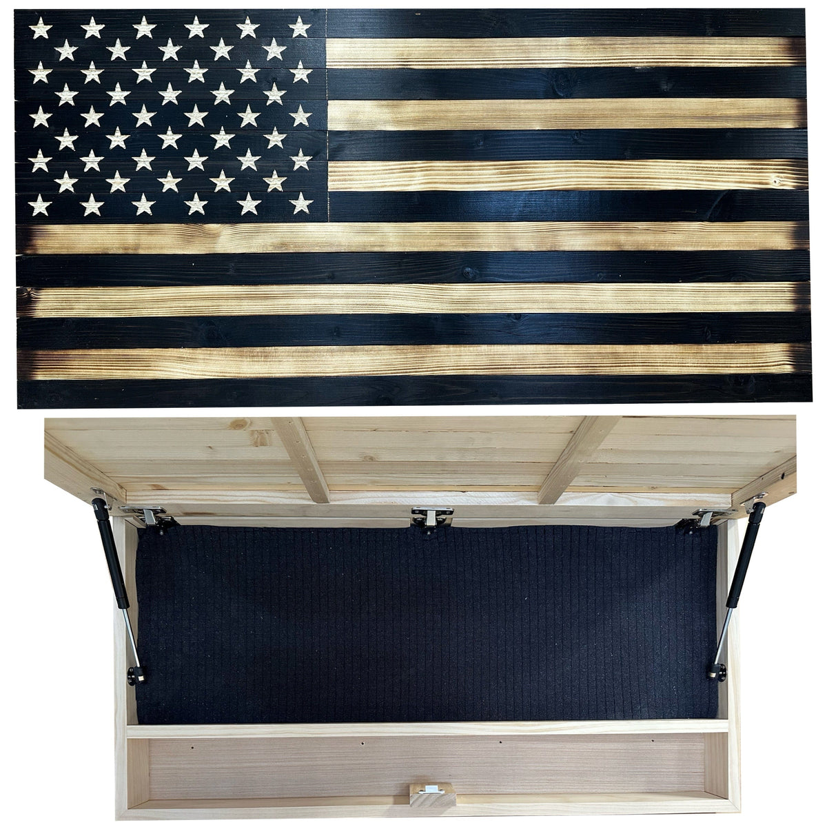 Large American Flag Hidden Gun Storage Cabinet (Black) Armadillo Safe and Vault
