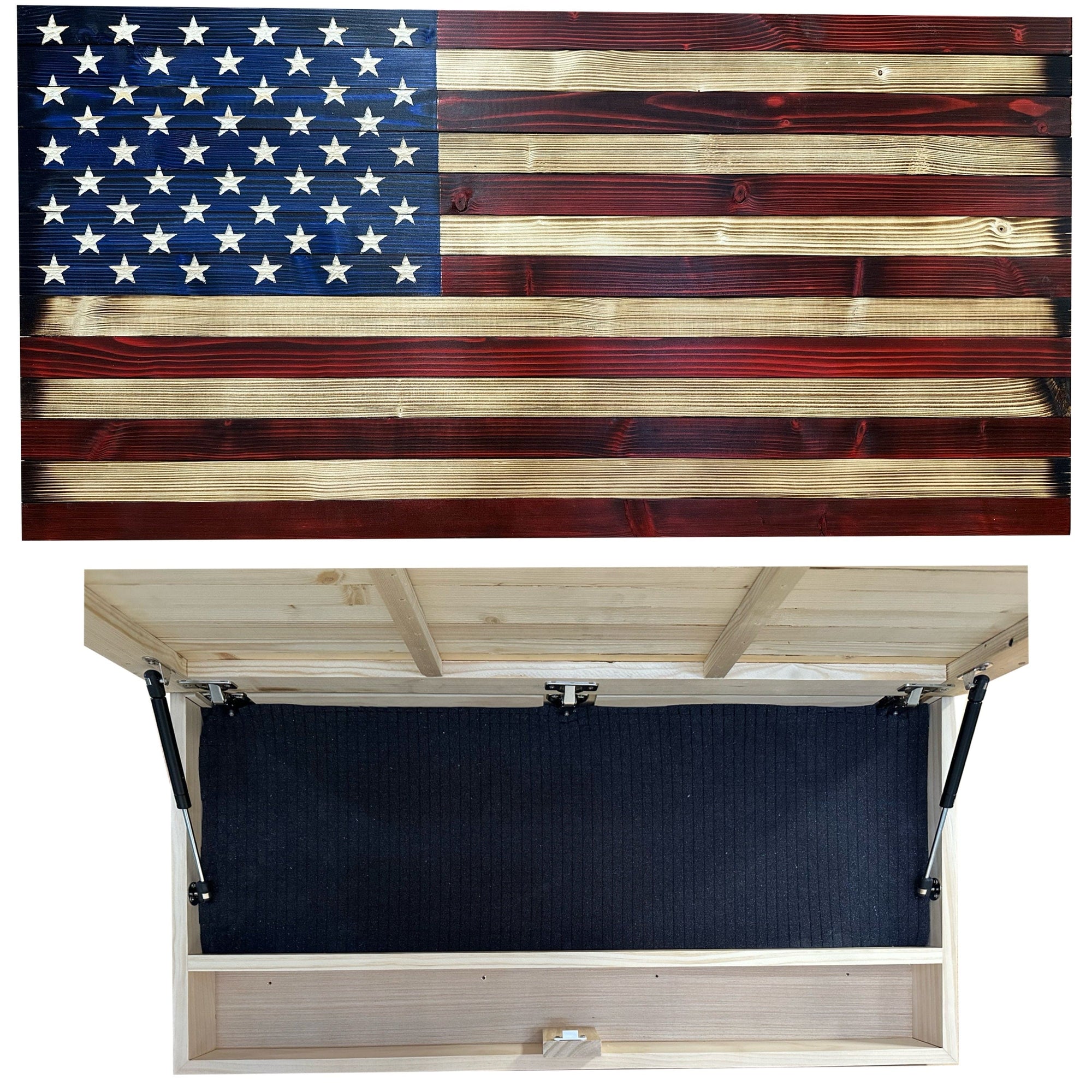 Large American Flag Hidden Gun Storage Cabinet (Red and Blue) Armadillo Safe and Vault