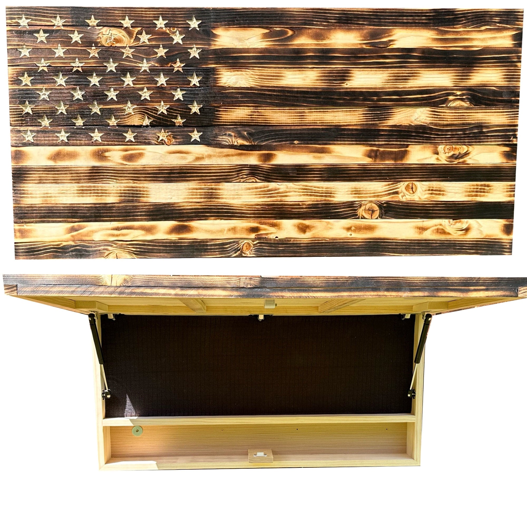 Large Burnt American Flag Hidden Gun Storage Cabinet (Burnt) Armadillo Safe and Vault