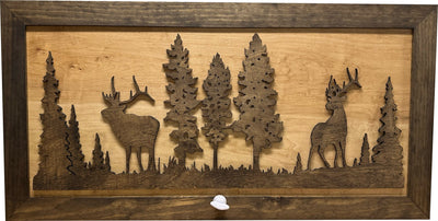 Large Hidden Gun Storage Cabinet Wall Decor - Deer and Moose In The Woods Scene Armadillo Safe and Vault