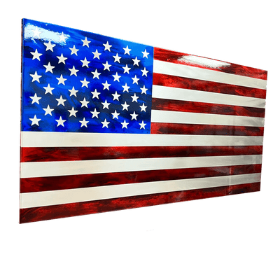 Metal Art of Wisconsin Marbled Patina Steel US Flag Armadillo Safe and Vault