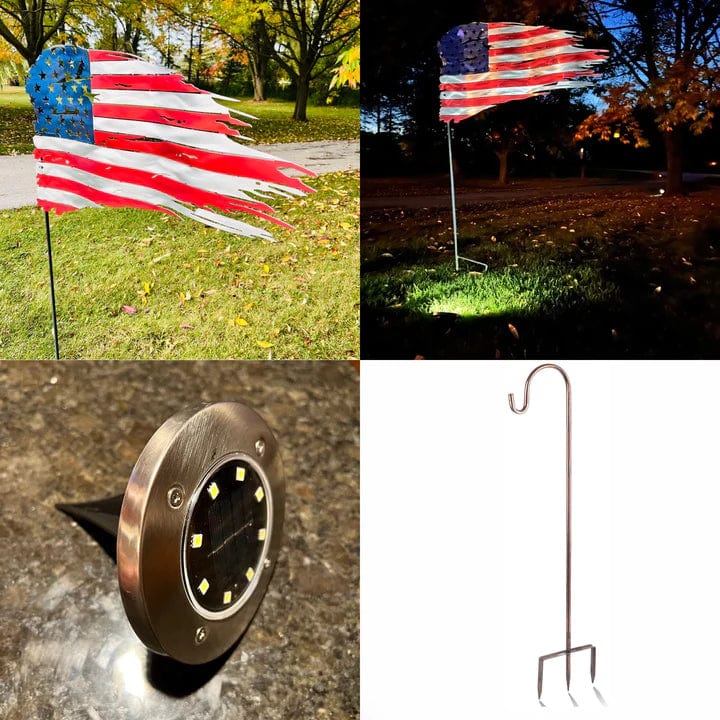 Metal Art of Wisconsin Outdoor Aluminum Old Glory LED Yard Sticker Package Armadillo Safe and Vault