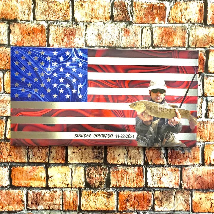 Metal Art of Wisconsin Personalized UV Ink Steel Swirled Flag Armadillo Safe and Vault