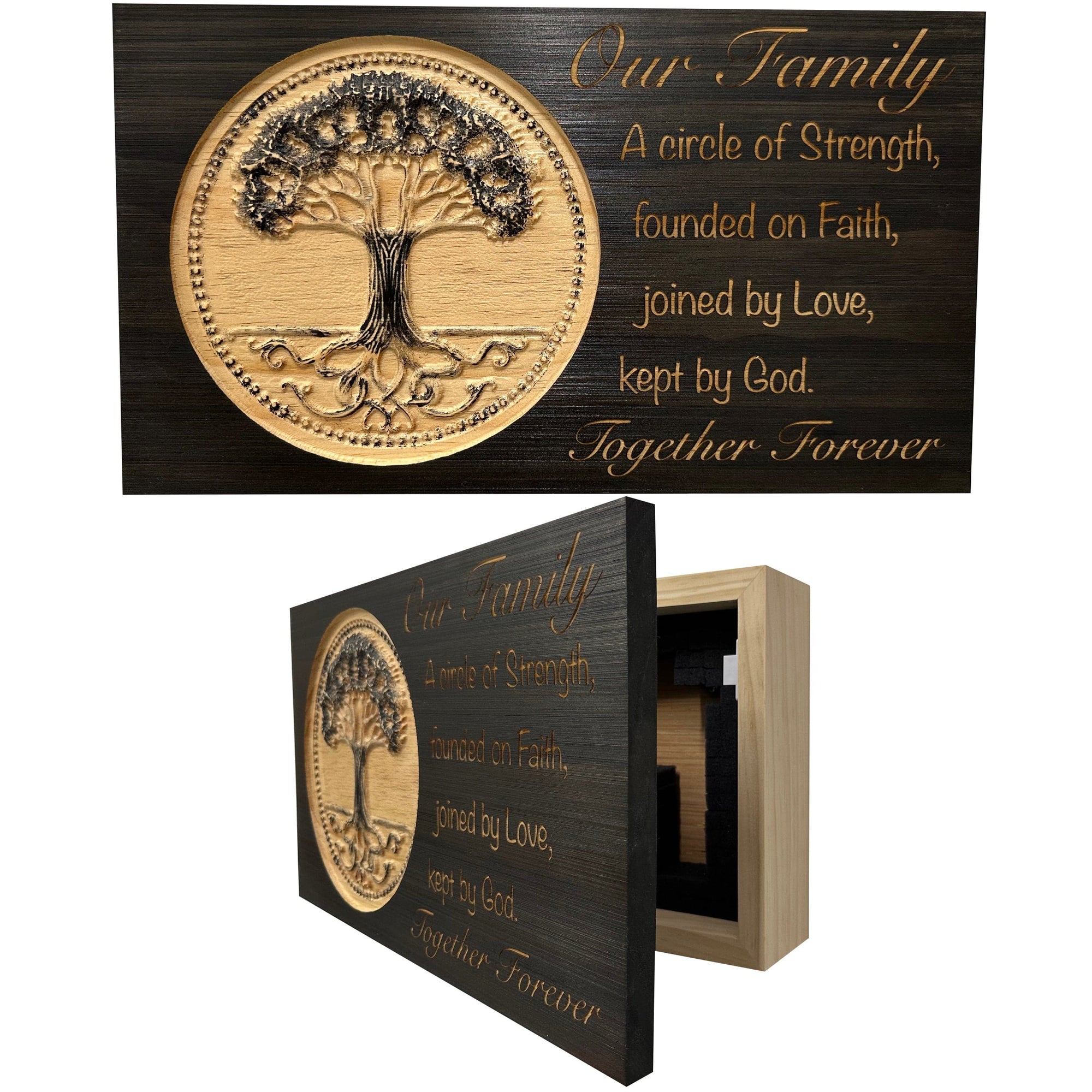 Our Family Tree Roots Wall Decoration Gun Safe - Securely Store Your Gun Safely in Plain Sight Armadillo Safe and Vault