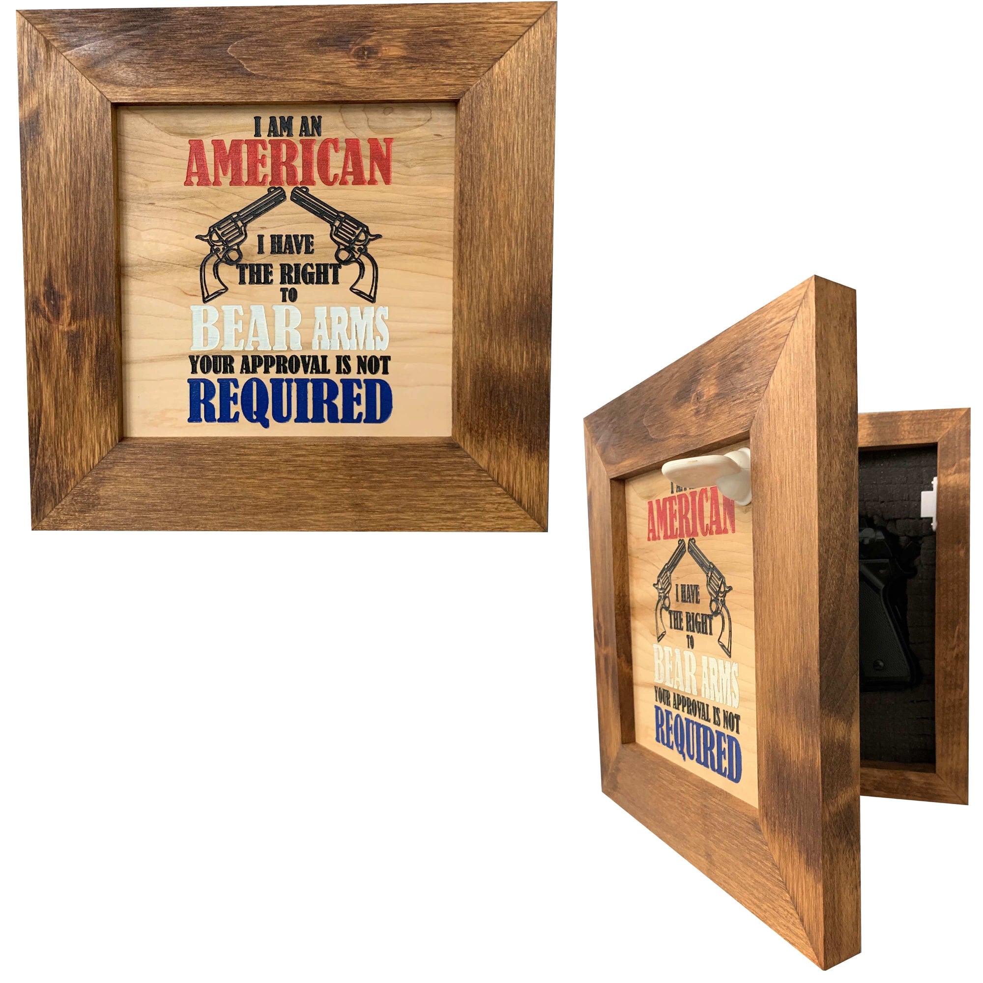 Patriotic 2nd Amendment I Have The Right To Bear Arms Hidden Gun Storage Firearm Concealment Wall Decor Armadillo Safe and Vault