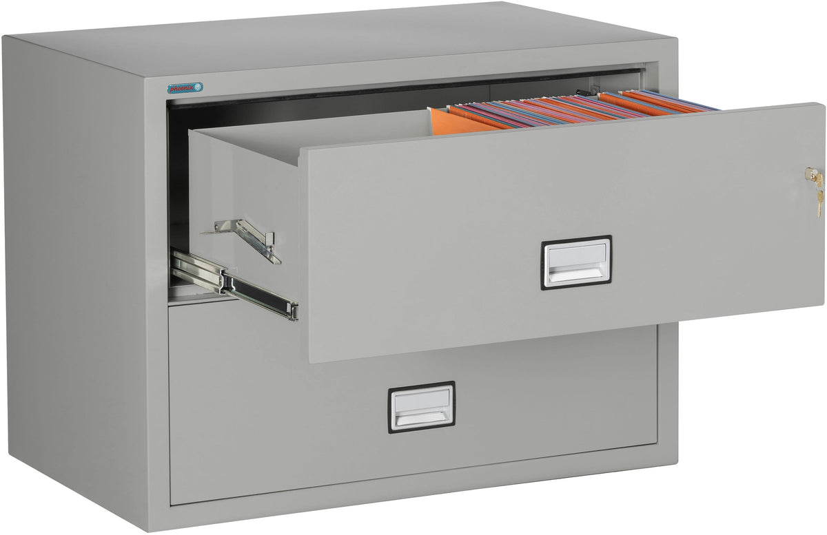 Phoenix LAT2W38 Lateral 38 inch 2-Drawer Fireproof File Cabinet with Water Seal Armadillo Safe and Vault