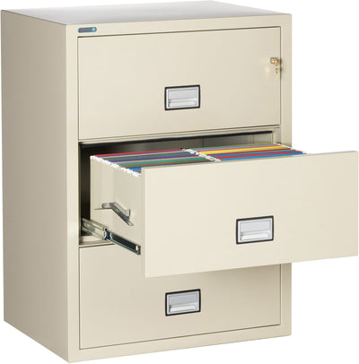 Phoenix LAT3W31 Lateral 31 inch 3-Drawer Fireproof File Cabinet with Water Seal Armadillo Safe and Vault