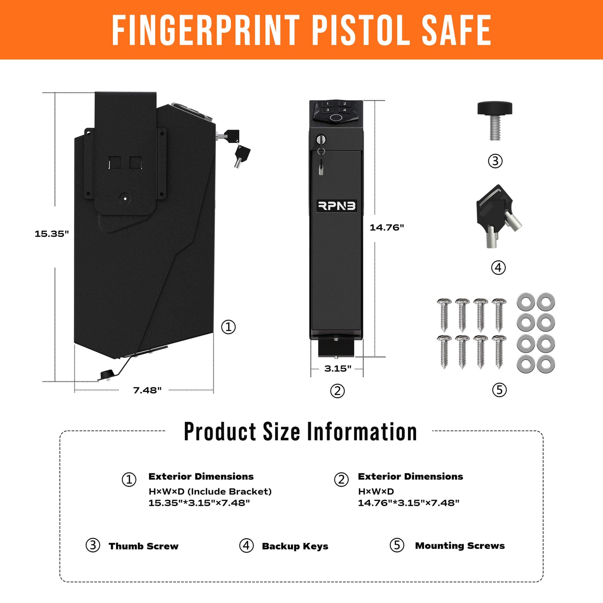 RPNB Biometric RP311F Pistol Safe Armadillo Safe and Vault