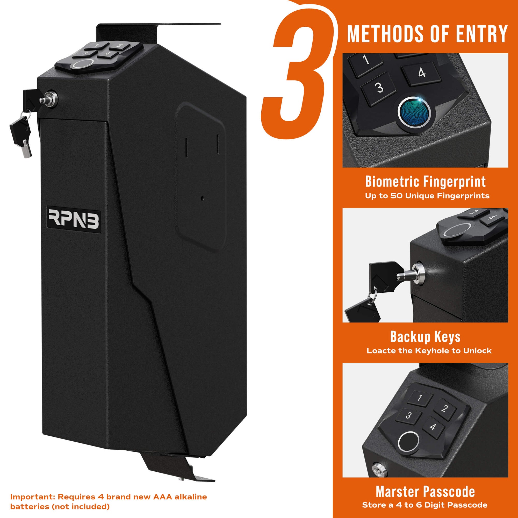 RPNB Biometric RP311F Pistol Safe Armadillo Safe and Vault