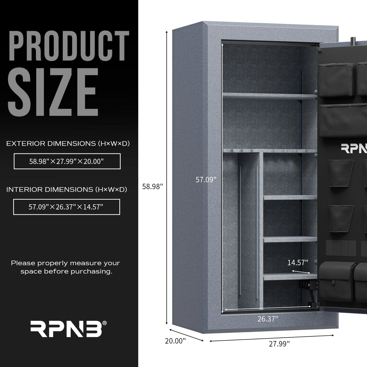 RPNB Biometric RPFS30 Fireproof 30 Gun Safe Armadillo Safe and Vault