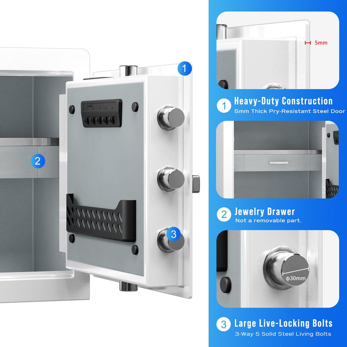 RPNB Biometric RPHS45W Home Safe Armadillo Safe and Vault