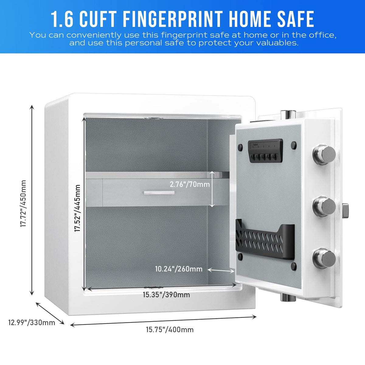 RPNB Biometric RPHS45W Home Safe Armadillo Safe and Vault