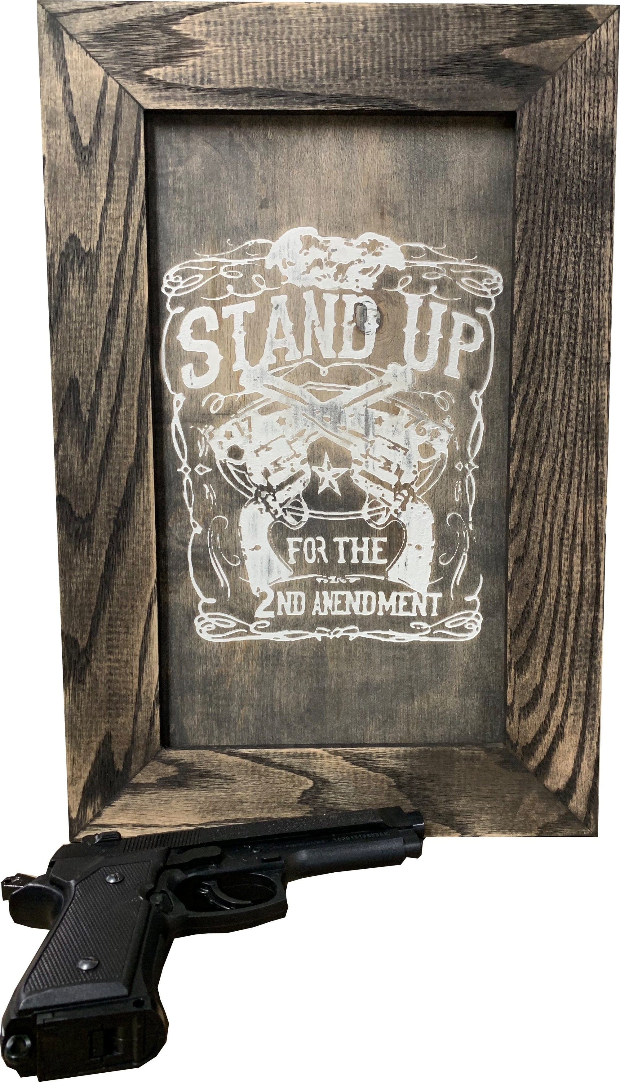 Stand Up for the 2nd Amendment Hidden Gun Storage Firearm Concealment Wall Decor Armadillo Safe and Vault