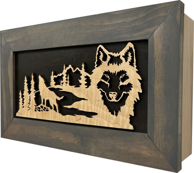 Wall-Mounted Gun Cabinet Wolf Scenery Wall Decoration - Gun Safe To Securely Store Your Gun In Plain Sight Armadillo Safe and Vault
