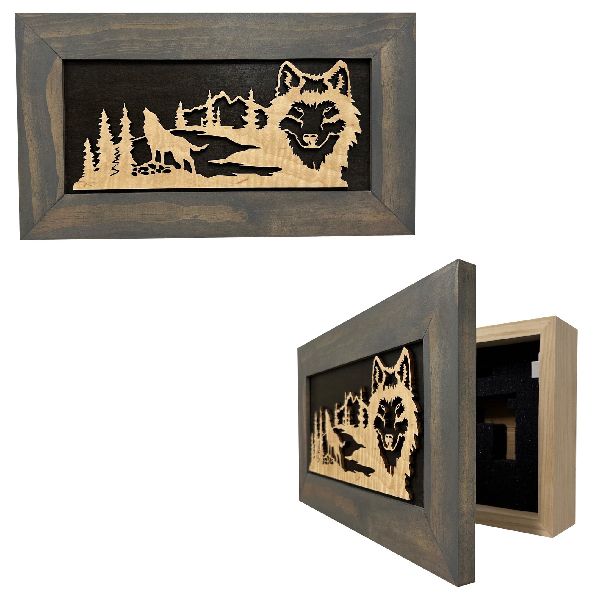 Wall-Mounted Gun Cabinet Wolf Scenery Wall Decoration - Gun Safe To Securely Store Your Gun In Plain Sight Armadillo Safe and Vault